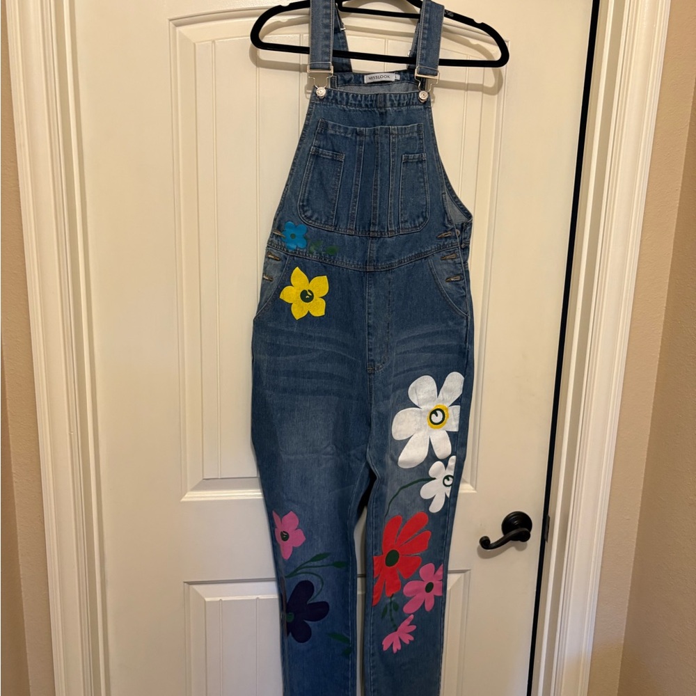 Floral Denim Overalls